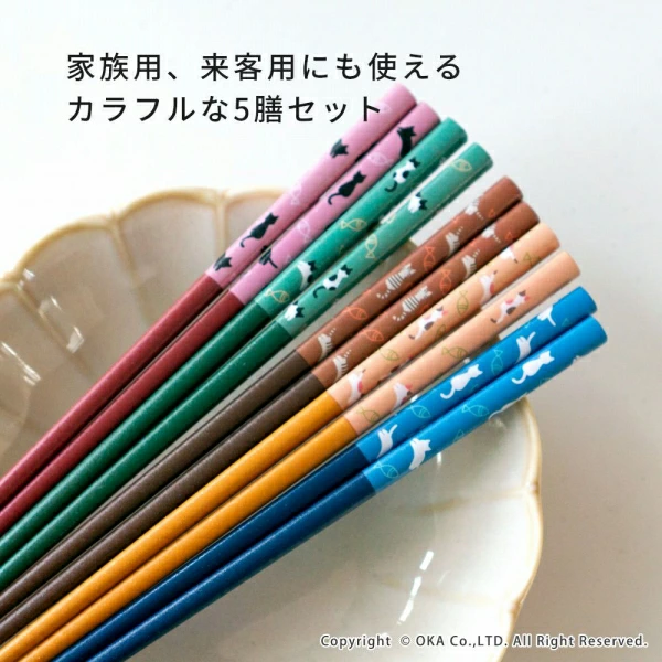 🔥🔥【日本製《ISHIDA》貓咪系列 天然木防滑筷子 5膳組】