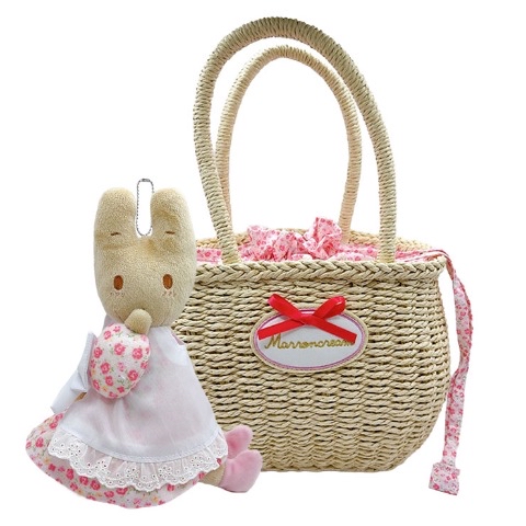 日本直送日本限定版Sanrio Melody Kitty Marron cream兔新款手提藤籃連公仔套裝