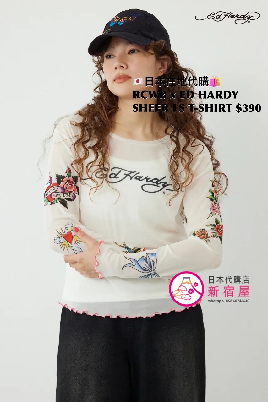 RODEO CROWNS WIDE BOWL x ED HARDY SHEER L/S T-SHIRT