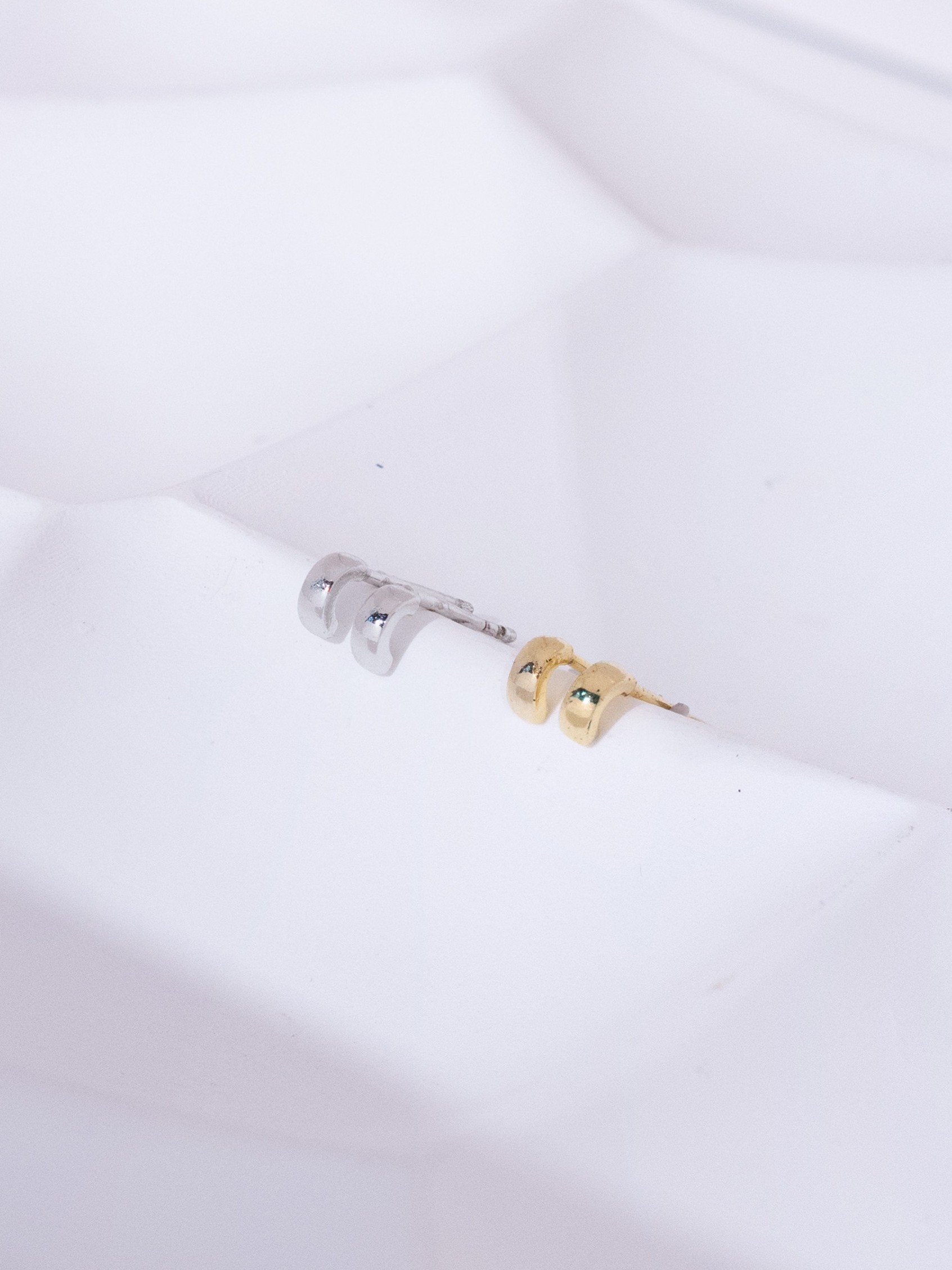 Minimal Half Hoop Stud Earrings (Silver Post)