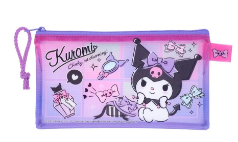 PVC面綱底拉鏈快勞袋(閃紗料) 中 (KUROMI)