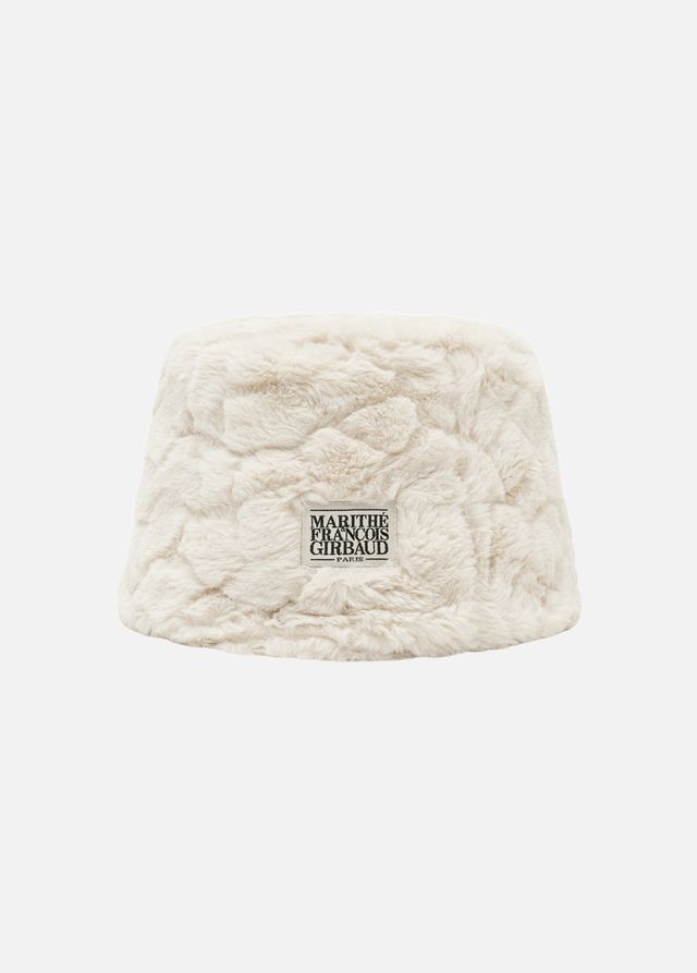 ♥MARITHE♥NU WEEK CLASSIC LOGO FUR BUCKET HAT Marithe NU WEEK CLASSIC LOGO FUR BUCKET HAT light beige | KAZUE