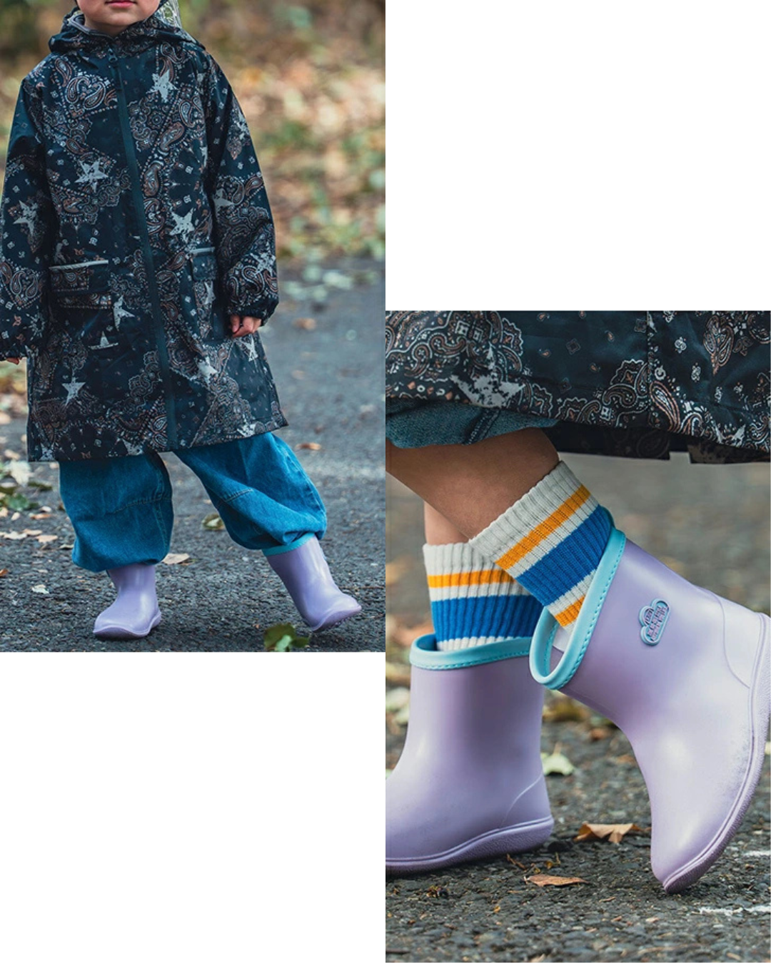 日本代購【 2026新商品 日本直送 KiU 復古 童趣 配色 兒童 雨靴 附收納袋＋名牌 男女童都啱 | Retro Kids’ Color Rain Boots with Storage Tote & Name Tag 】﻿