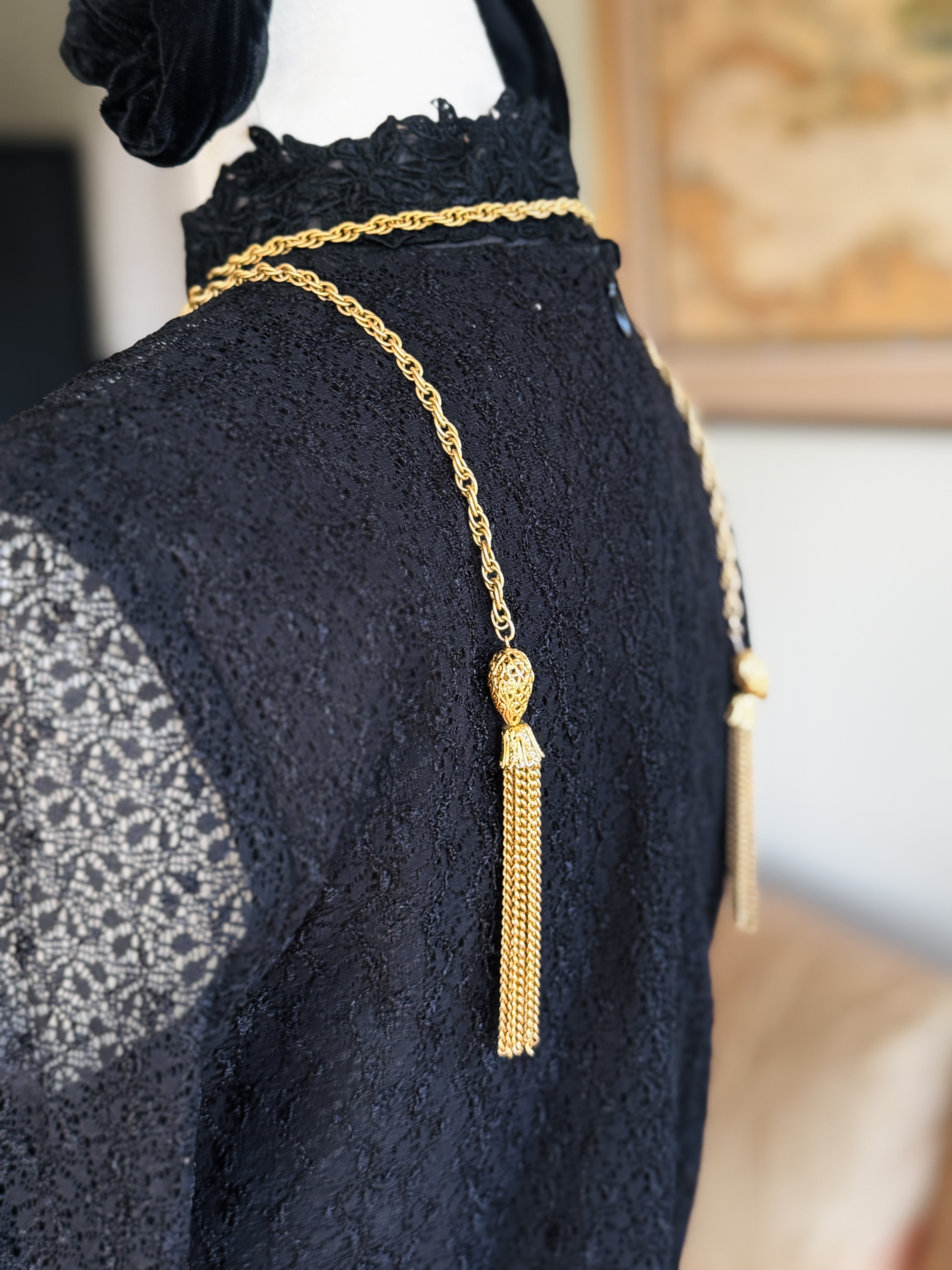 Vintage C.a.1960s Tassel Chain - Lariat Necklace or Waist Chain(MT2630)