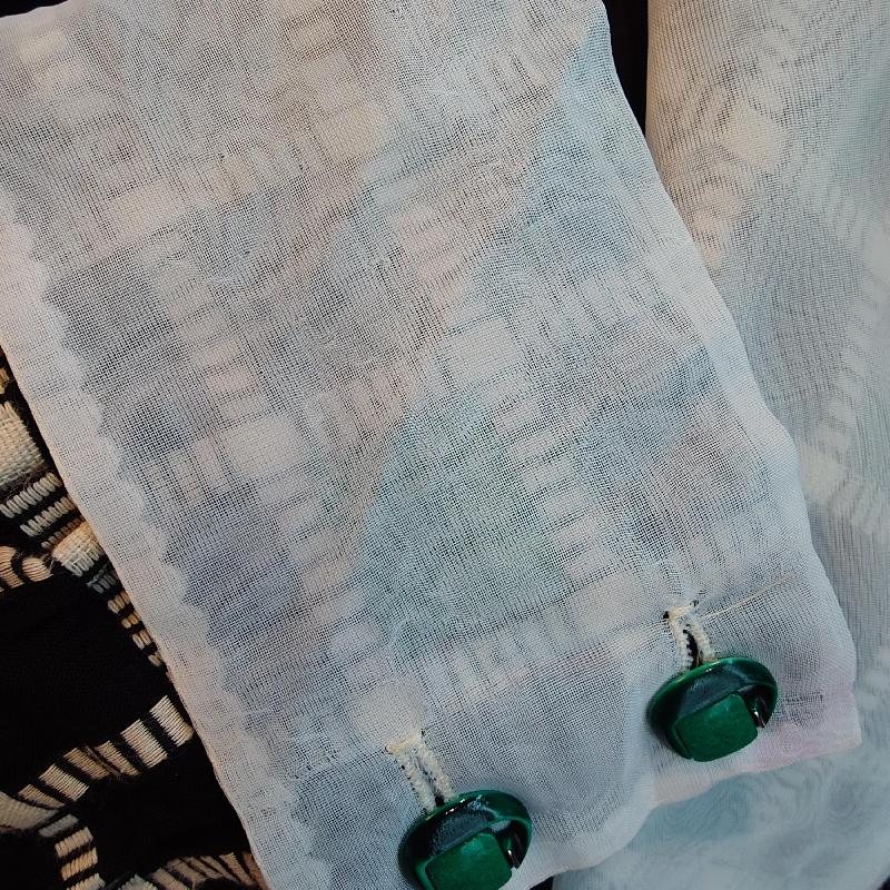 Vintage White Sheer Lapel and Cuff Double-Breasted Day Dress (MT1842-4)