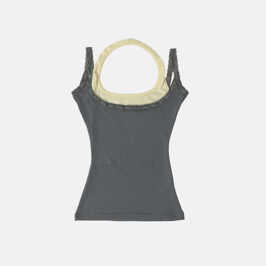 Lace-Trim Halter Layered Tank Top