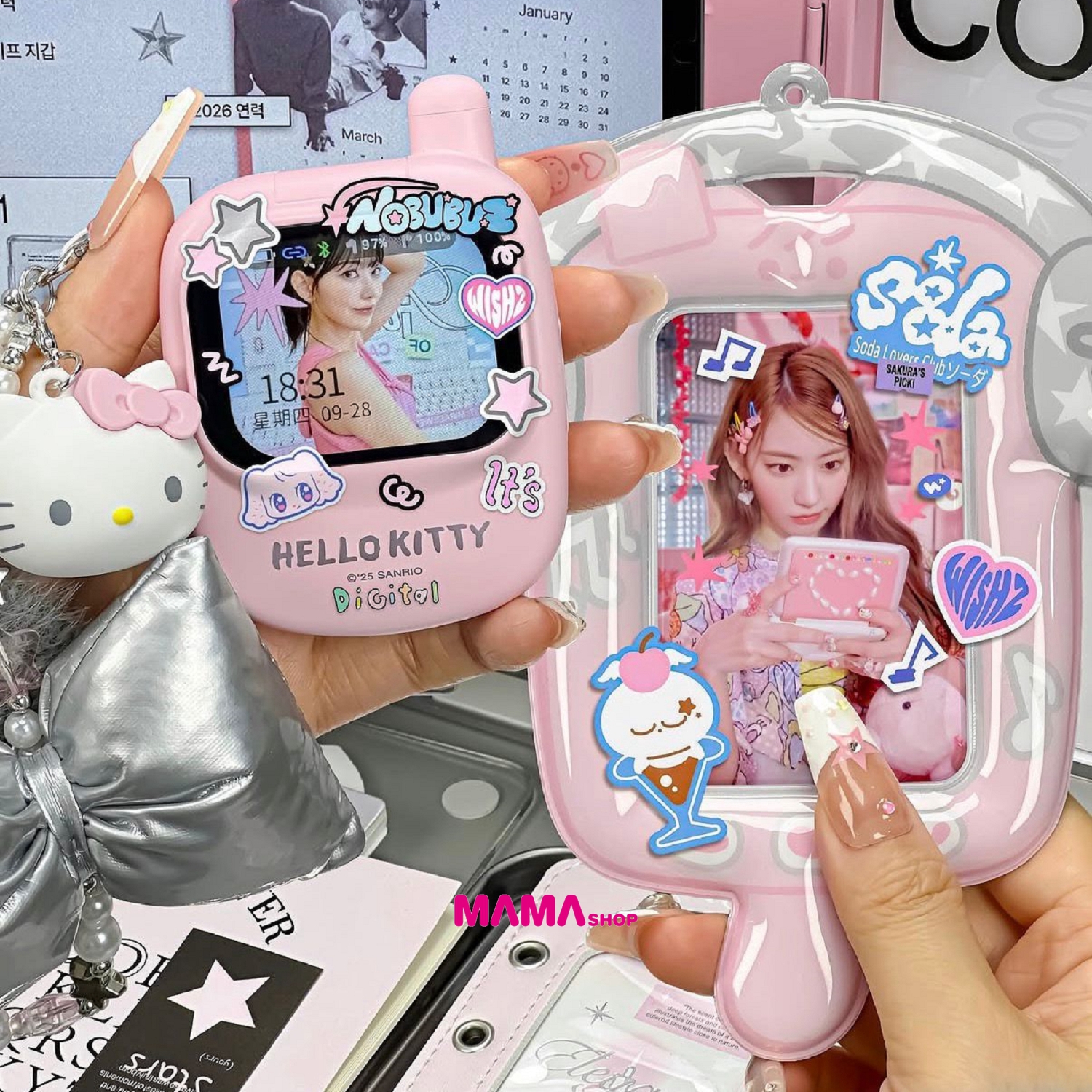 MarTube x Hello Kitty手機造型智能螢幕翻蓋藍芽耳機 *手繩加強版*