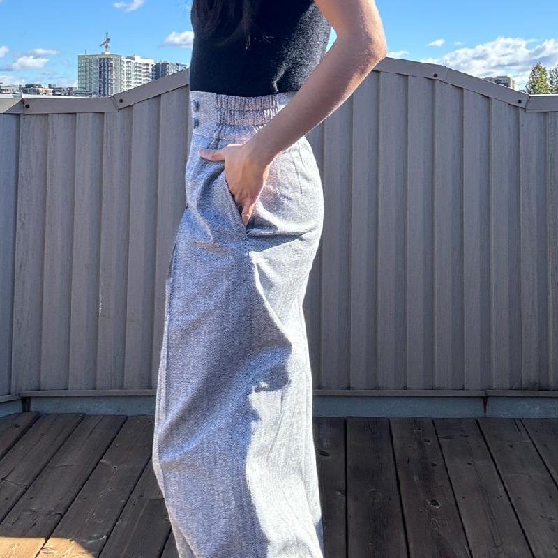 (Custom-Made) Marlene Pants - Chevrons Wide-Legged &High-waisted Pants with Pleat - Available in Different Colours (FM221)