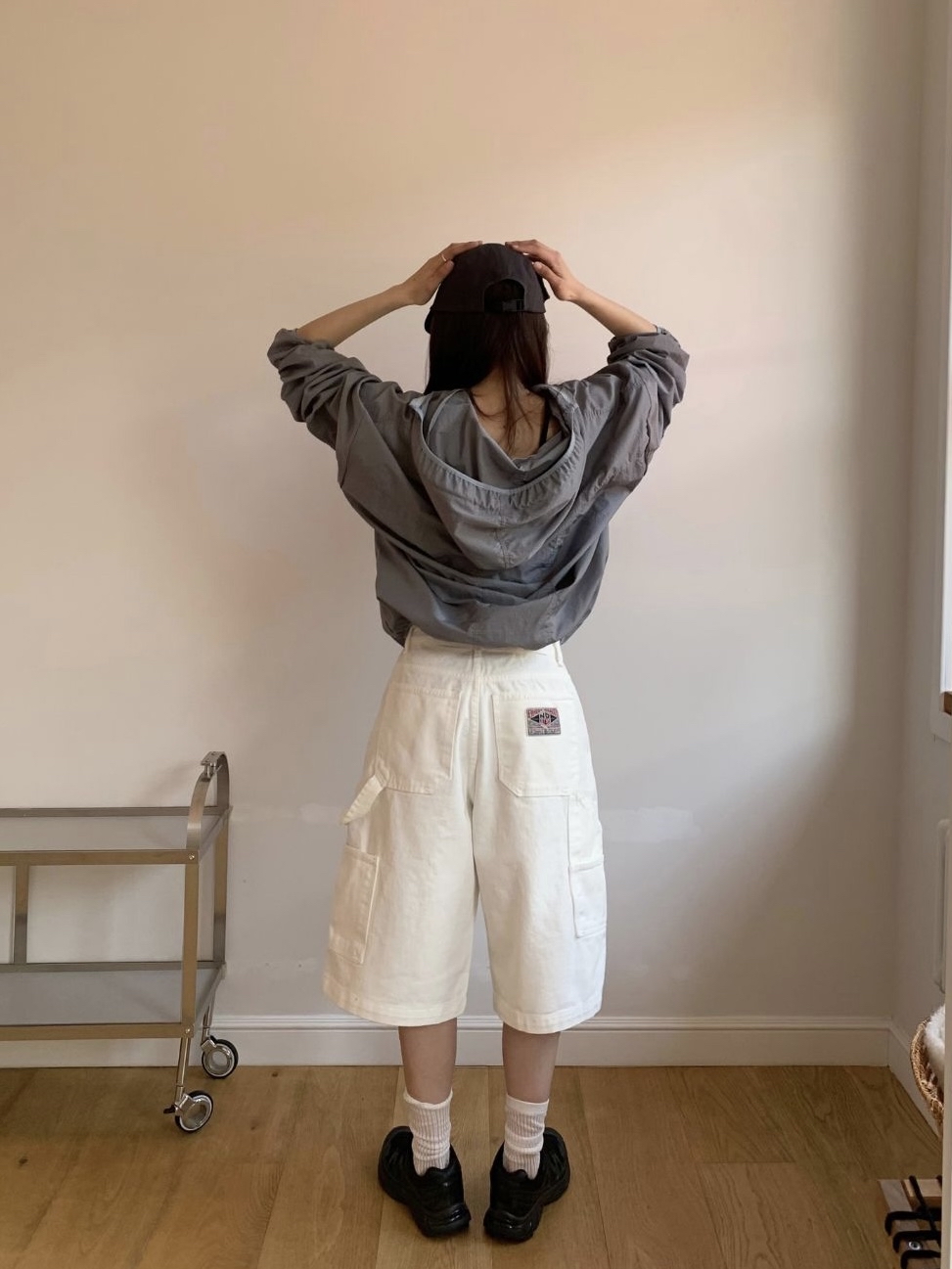 Washed Cargo Denim Bermuda Shorts