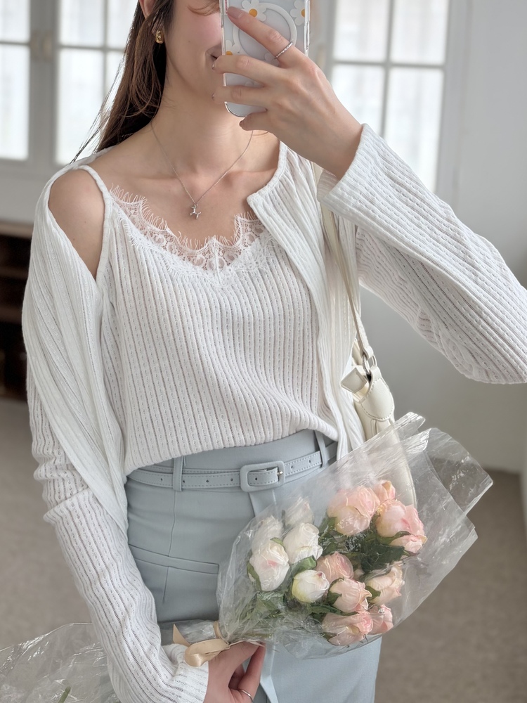 [假兩件] Lumiere Lace Layered Top (White)