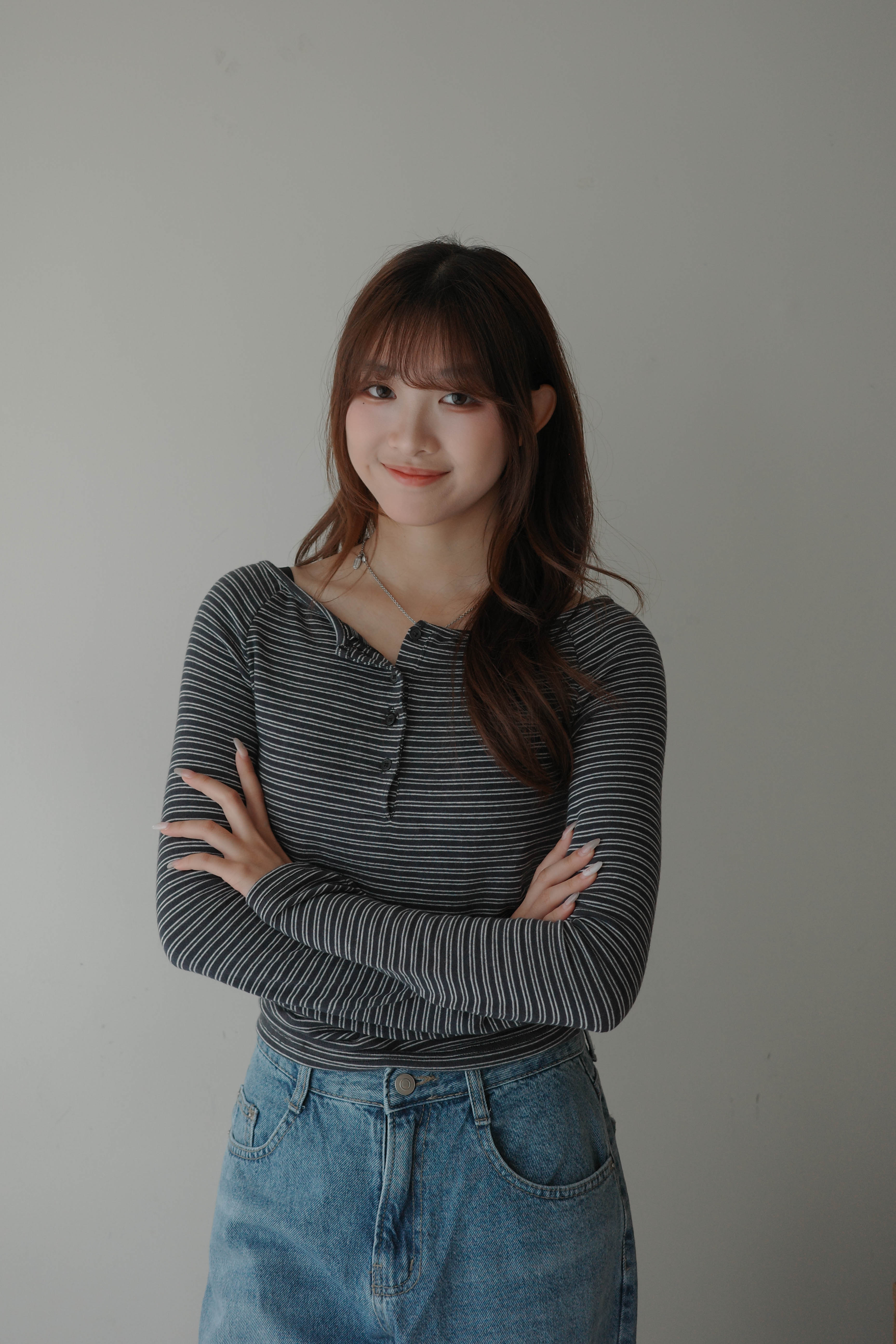 極Slim！船領幼間半排鈕修身上衣 (三色)