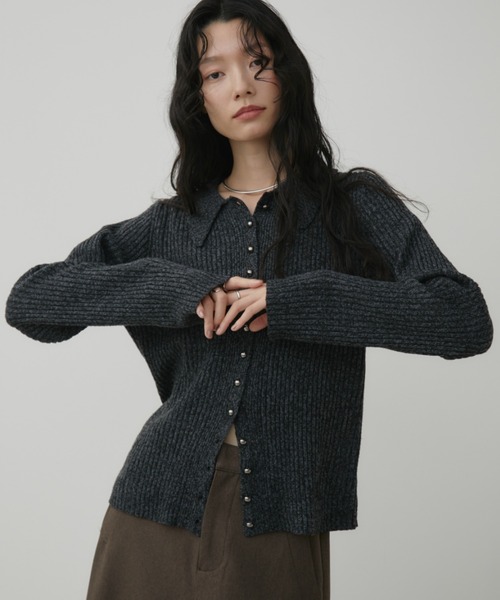 金屬鈕羅紋針織Polo上衣【JT020】