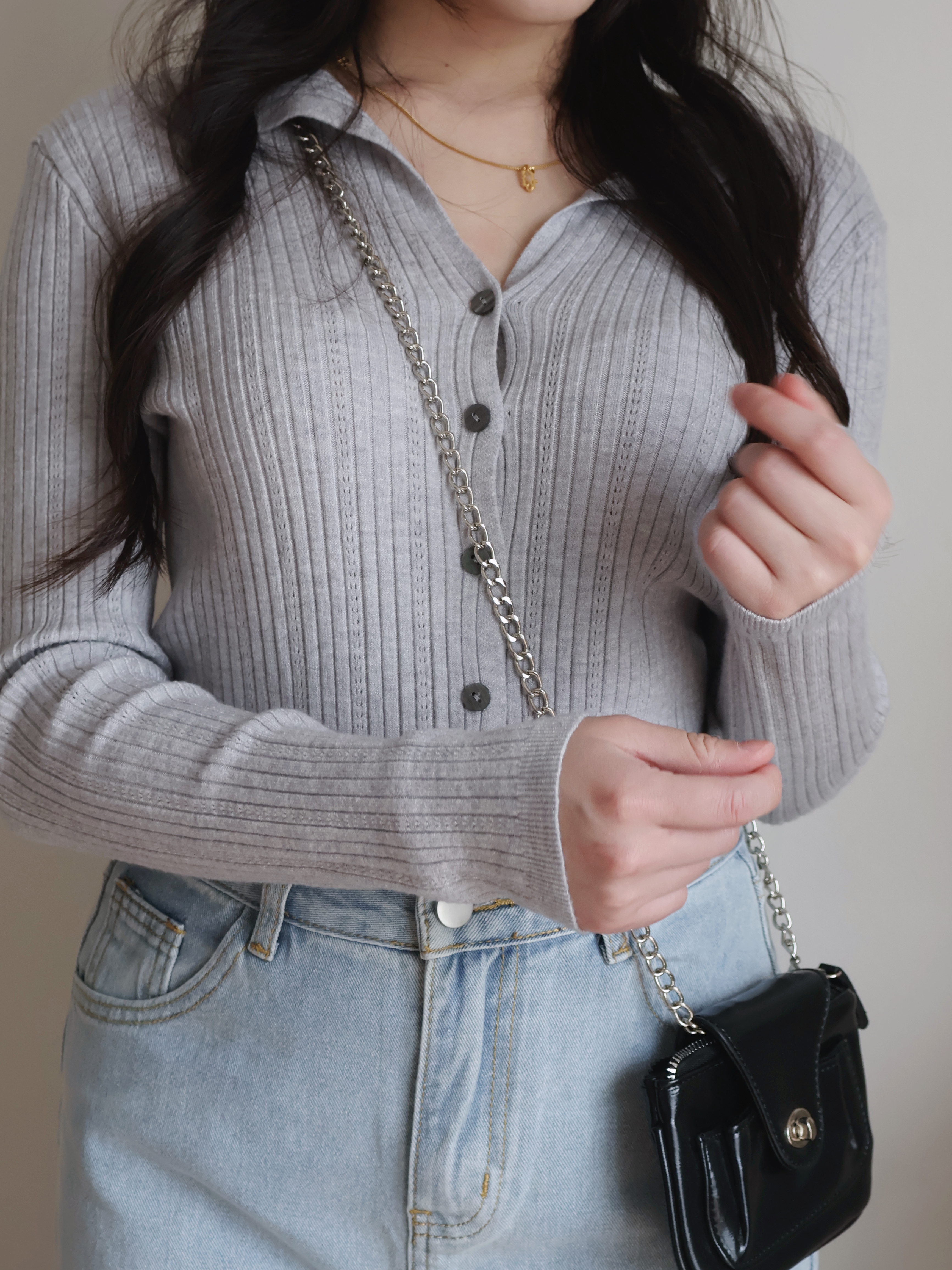 Quinn Knitted Cardigan | Grey