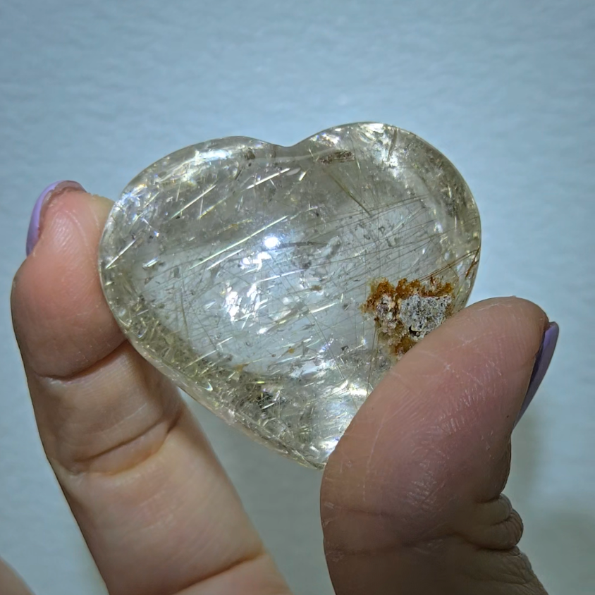 Golden fireworks rutilated quartz heart - RT715