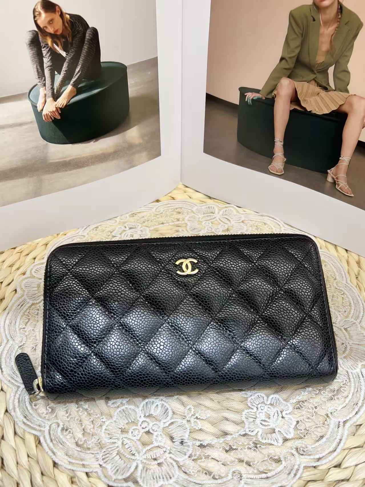 Chanel 荔枝牛皮長銀包