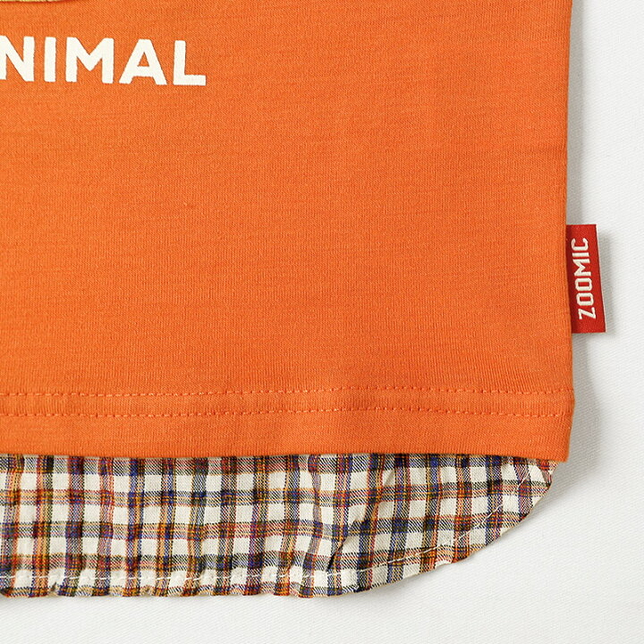 🇯🇵預訂 日本直送🇯🇵Zoomic兩色動物貼花前後印花格紋層疊短袖T恤