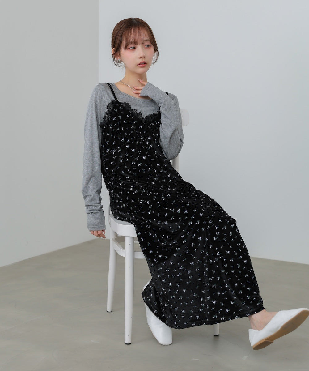 <限量現貨<JP> 浪漫x打卡Must Have 細帶蕾絲小碎花OPS* 可可啡