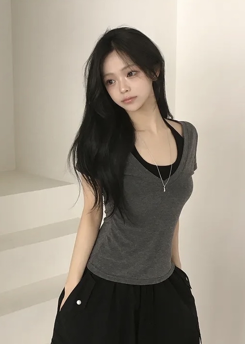 Halter Neck Layered V-Neck Top