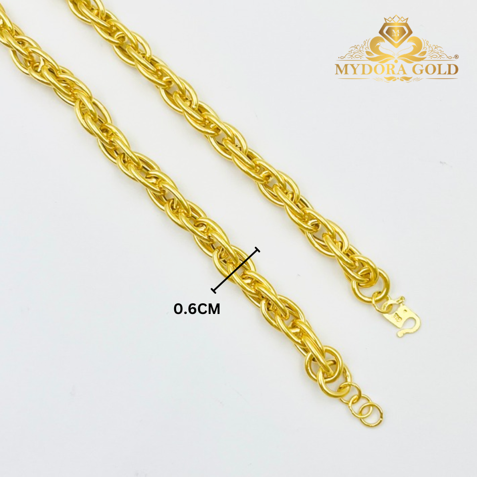 MYDORA Rantai Tangan Paperclip Pintal l EMAS 916/22K
