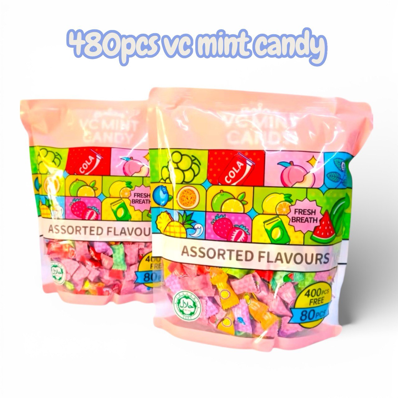 480pcs VC Mint Candy cool flavour with assorted fruits flavour (HALAL)