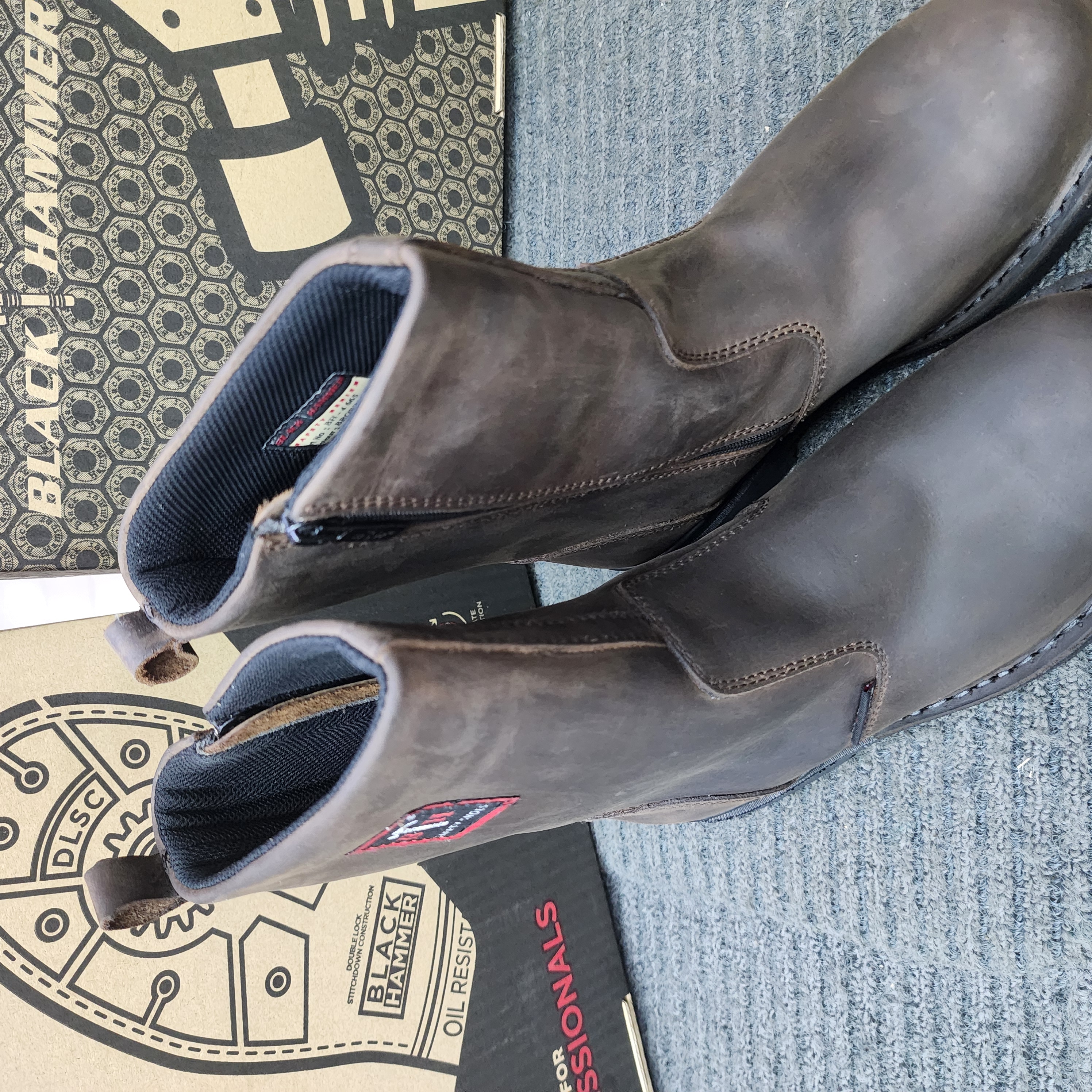 BLACK HAMMER 4665 HIGH CUT ZIP BROWN SAFETY SHOES STEEL TOE LEATHER Kasut Keselamatan