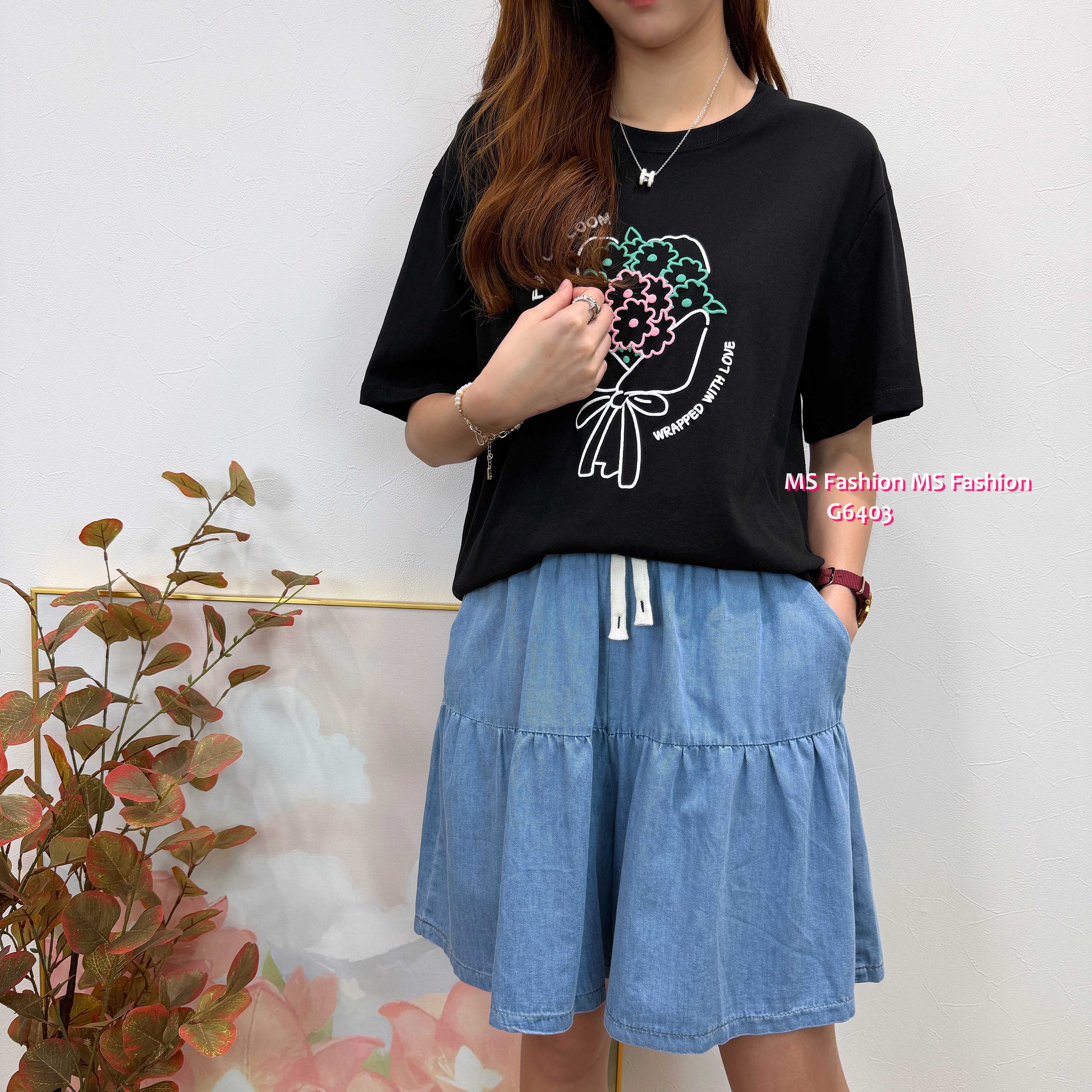 G6403 花花print tee