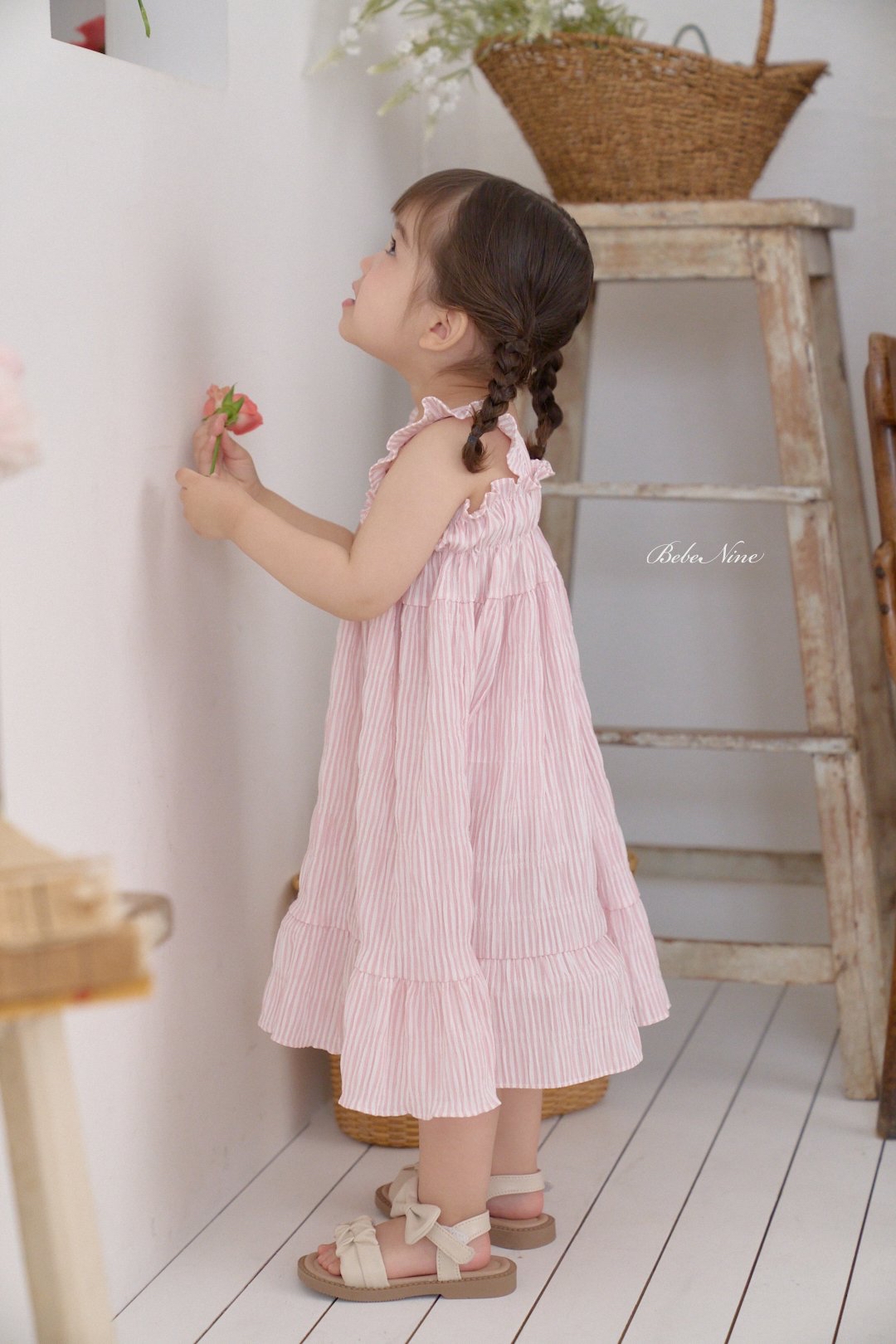 ☀️預訂 韓國直送☀️🇰🇷Bebenine兩色條紋荷葉邊吊帶連身裙