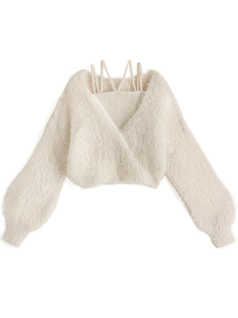 多個穿法💓微閃毛衣套裝(背心+上衣)(JP)白色311966