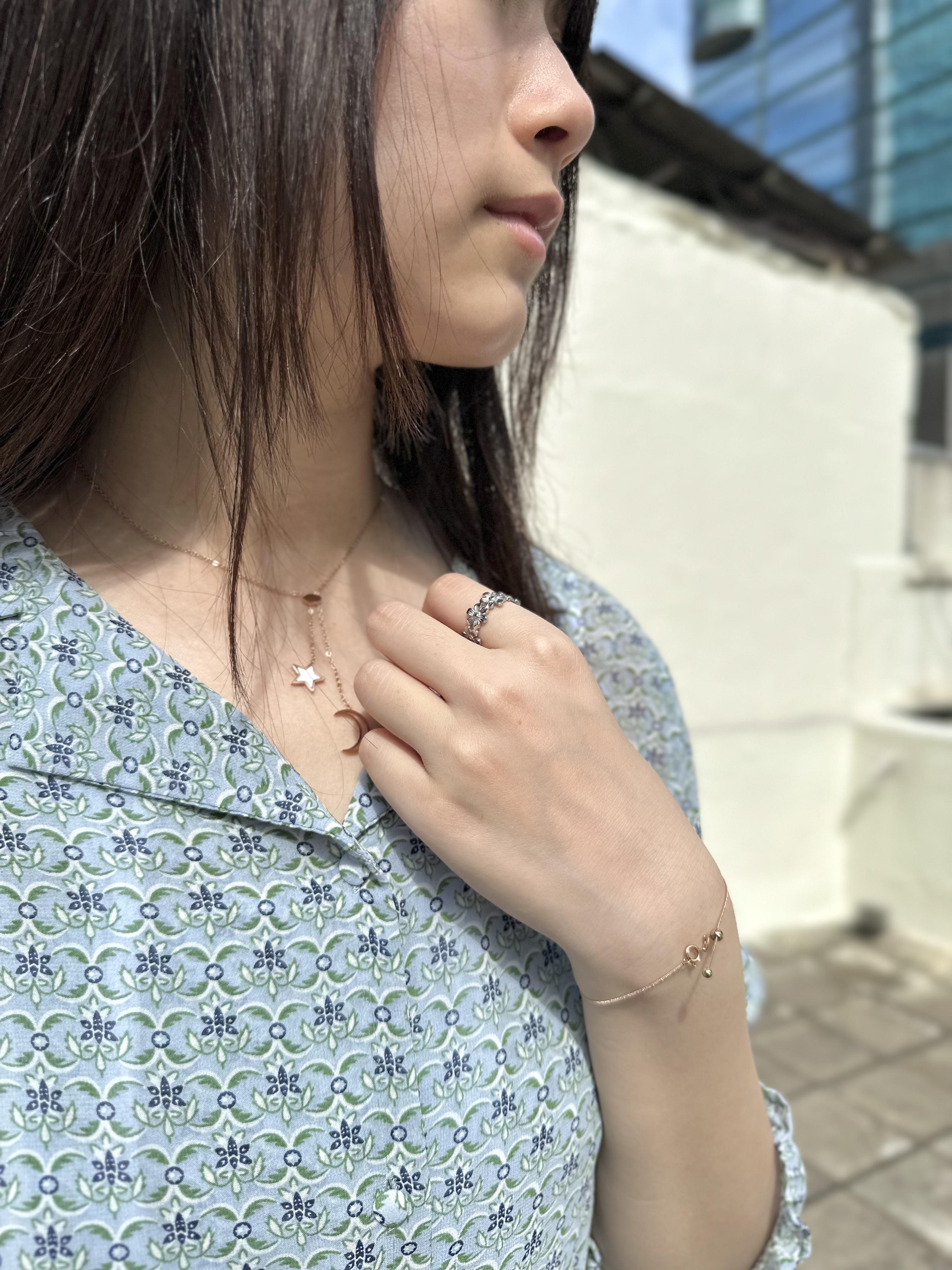 Rose gold moon star stainless necklace