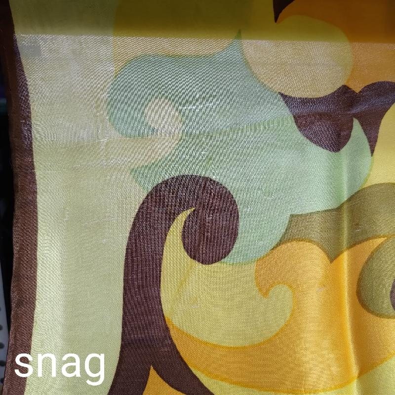 Vintage 1960-70s German Psychedelic Paisley Pattern Yellow Square Neck Scarf / Head Scarf (MT1602-3)