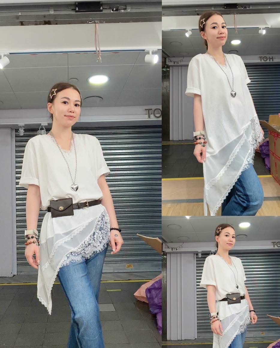 C15-V領Lace 斜腳top