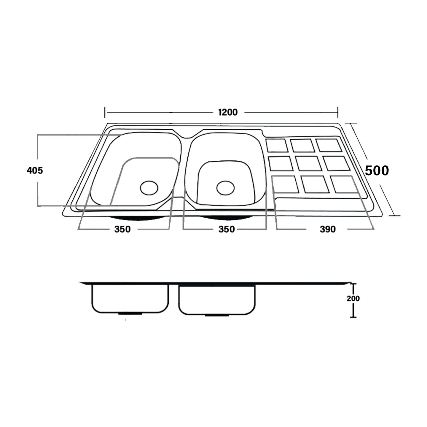 Rabico 2B1D Stainless Steel Kitchen Sink (12050#) W6-15