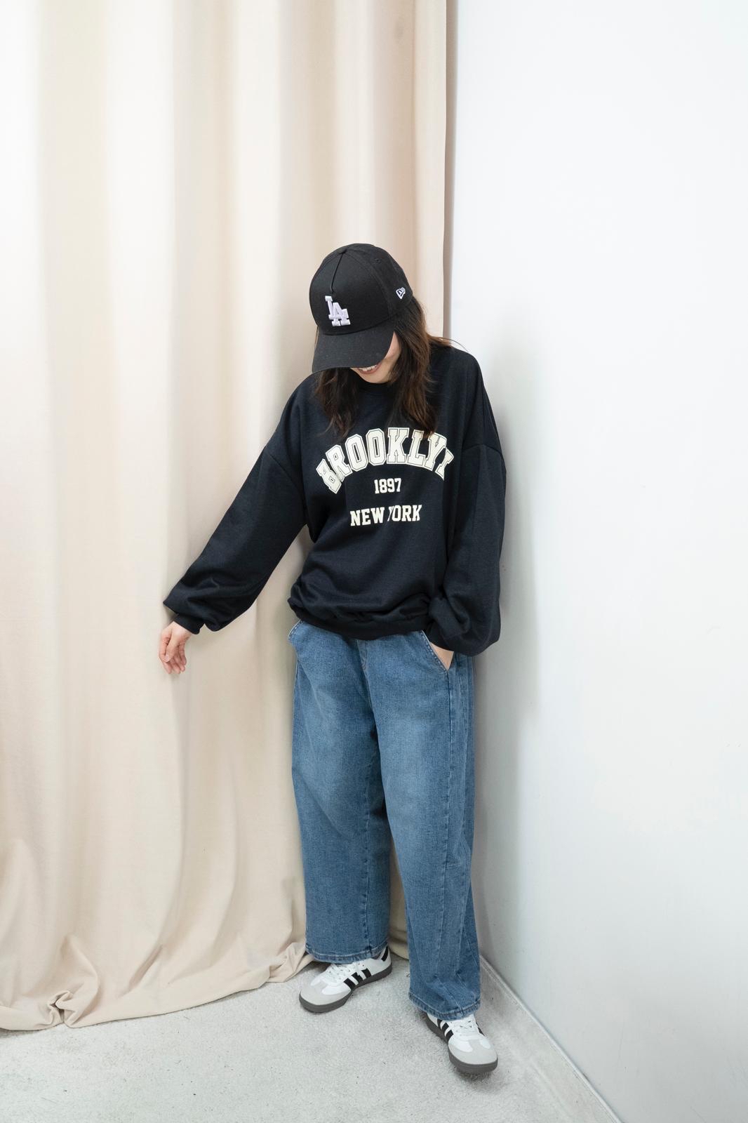 加絨有型文字衞衣（深藍色）