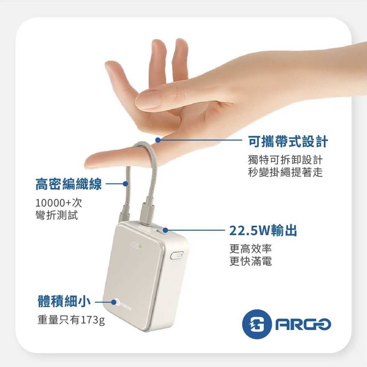 ARGO MiniQ 10000mAh 超迷你快充行動電源（香港行貨）