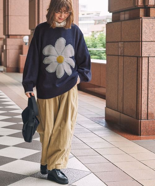 復古花卉針織毛衣