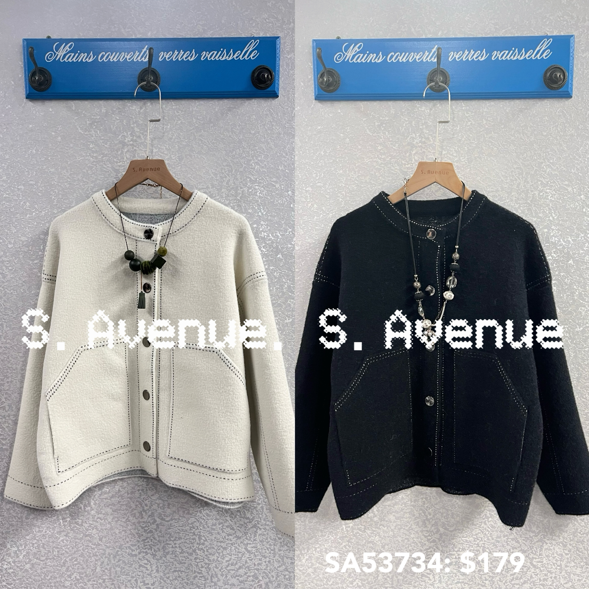 SA53734: 長袖假車線有鈕簡約褸款