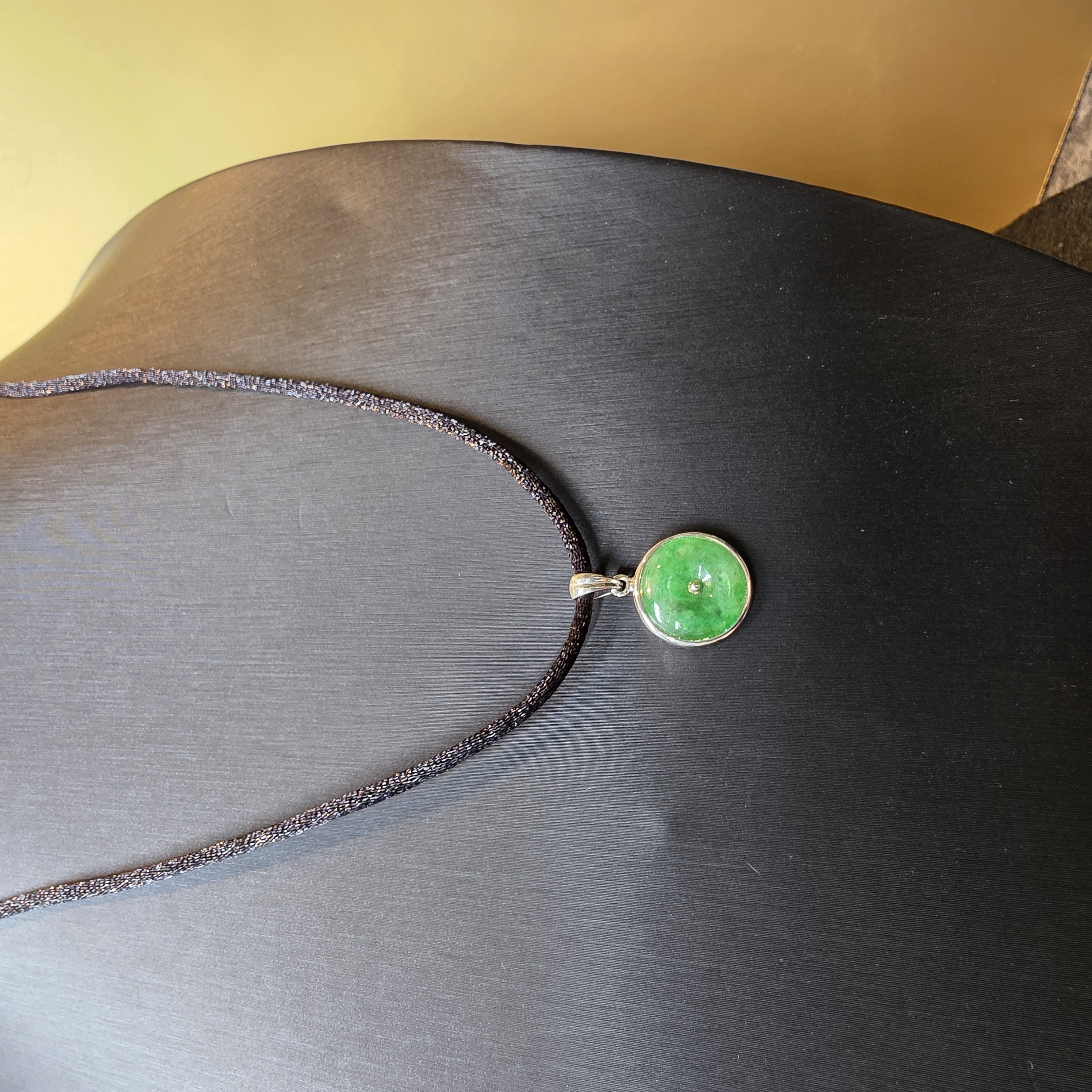 緬甸玉平安扣925銀吊墜