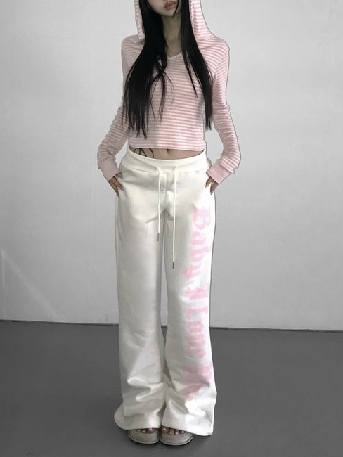 Cotton Gothic Print Flare Sweatpants