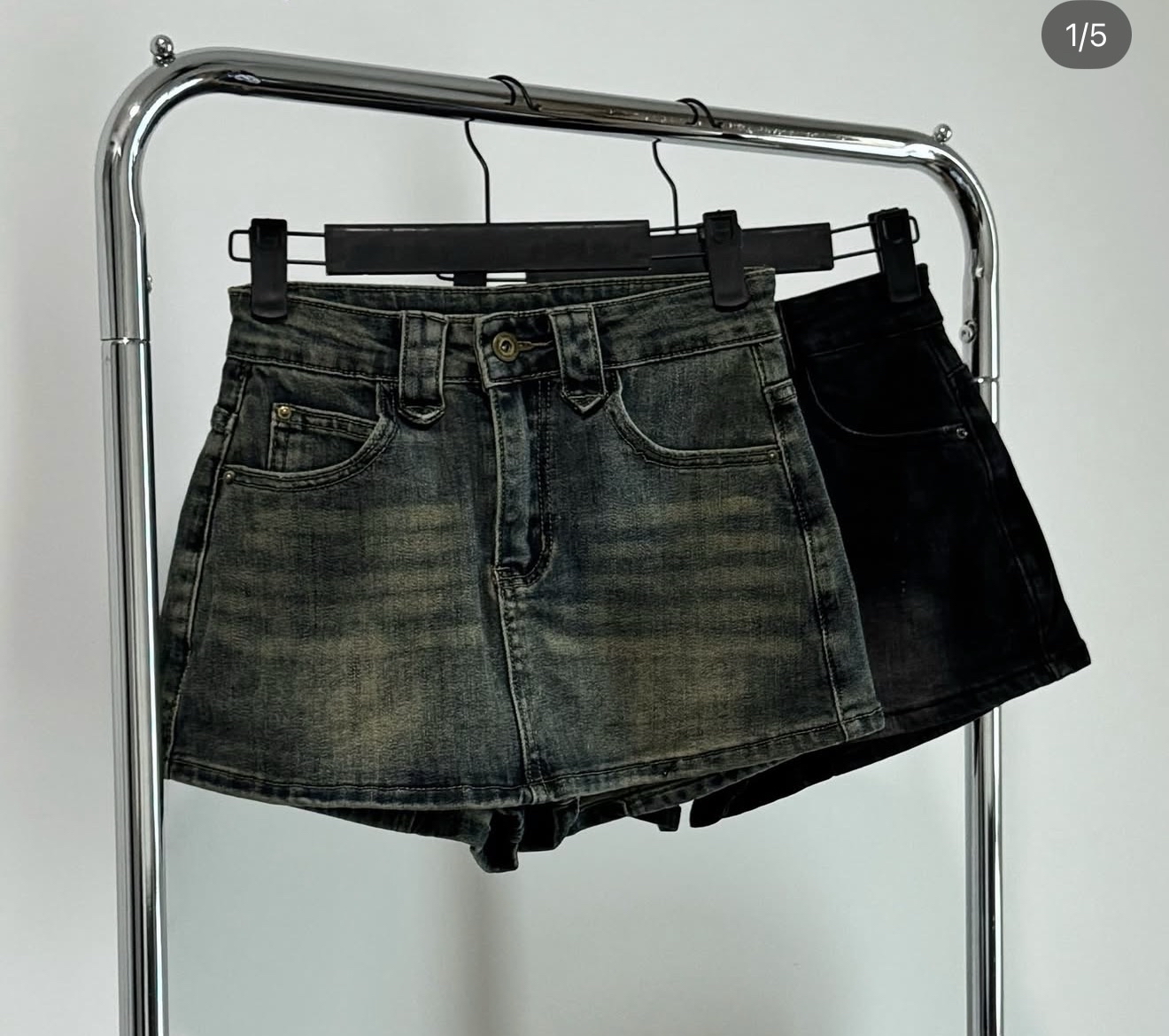 做舊牛仔短裙**復古水洗牛仔裙褲