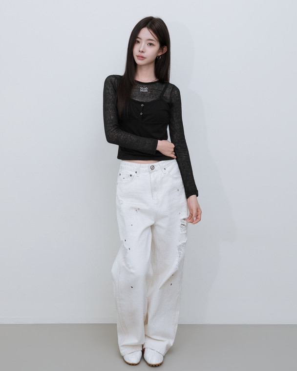 MuahMuah SEE THROUGH LAYERED KNIT LONG SLEEVE