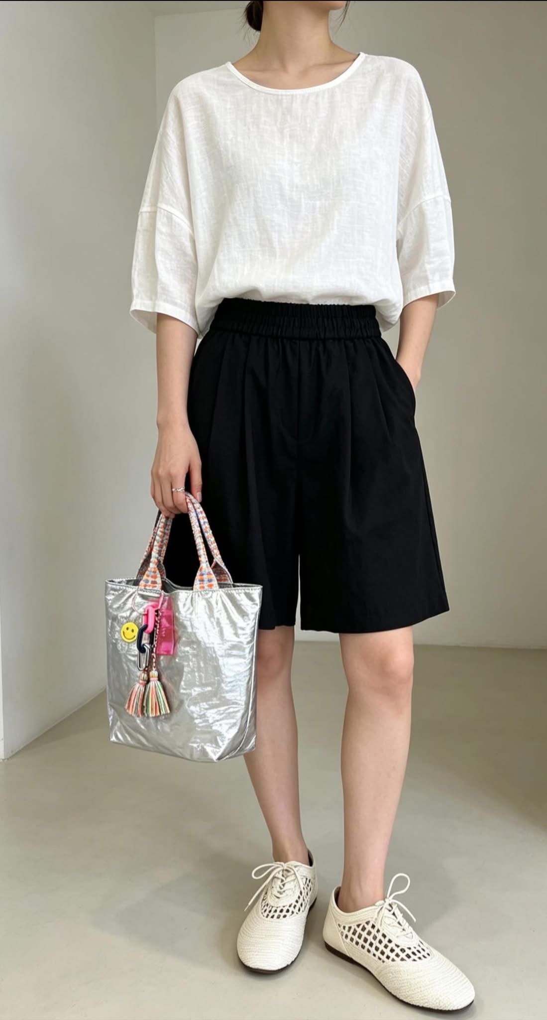 全橡筋腰爽料短褲