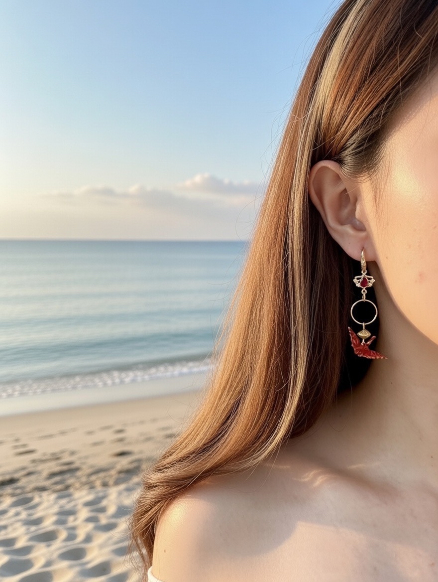 和風日系紅/黑紙鶴耳環🇯🇵