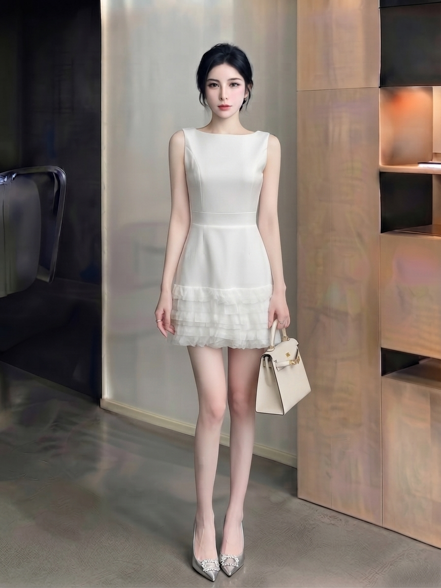 Ruffle Hem Short Dress M254