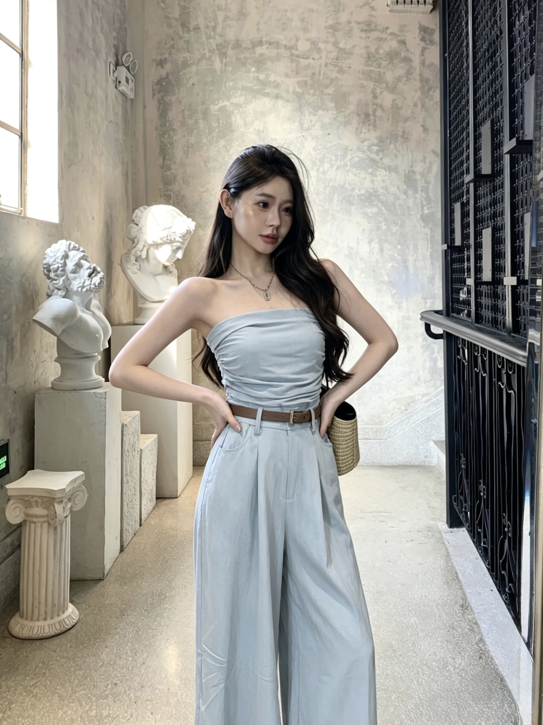 1665 Draped Tube Jumpsuit 垂感抹胸连体裤  （不包含腰围）