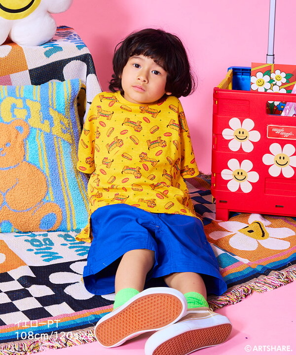 🇯🇵預訂 日本直送🇯🇵Markey’s x Wiggle Wiggle四色圖案滿印華夫格短袖T恤