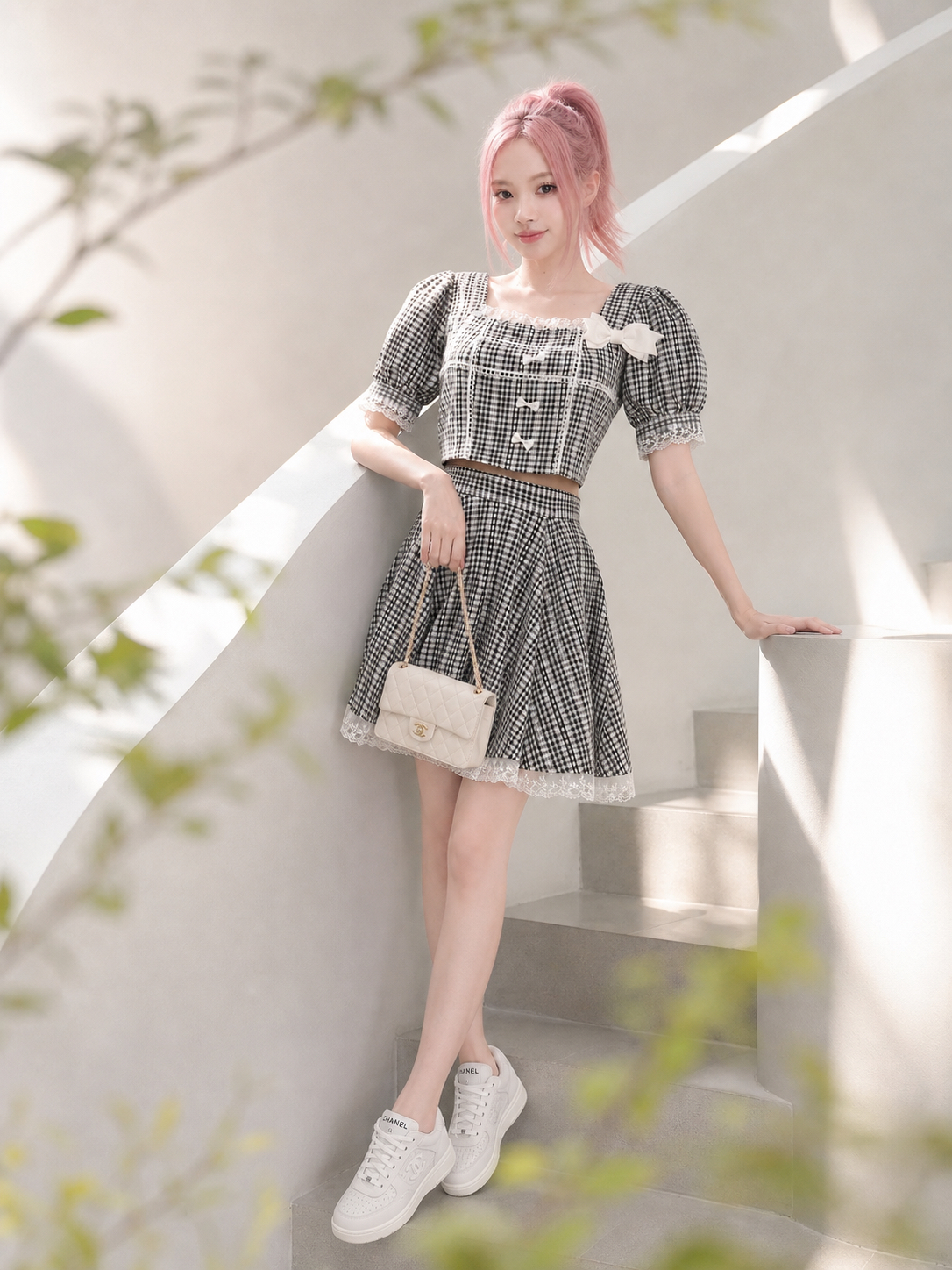 【APV Girliness】黑白格雷絲法式午茶小公主套裝Monochrome Tea Party Gingham Set)