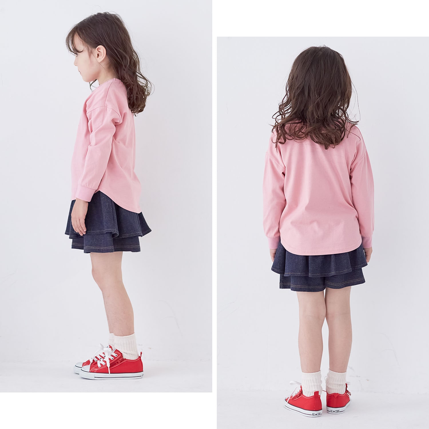 🆕【⭐訂購⭐】 🇯🇵日本直送🌀#GITA 牛仔風 彈性針織褶皺 荷葉邊裙褲［3款選］🌀 [ELAA-0246]