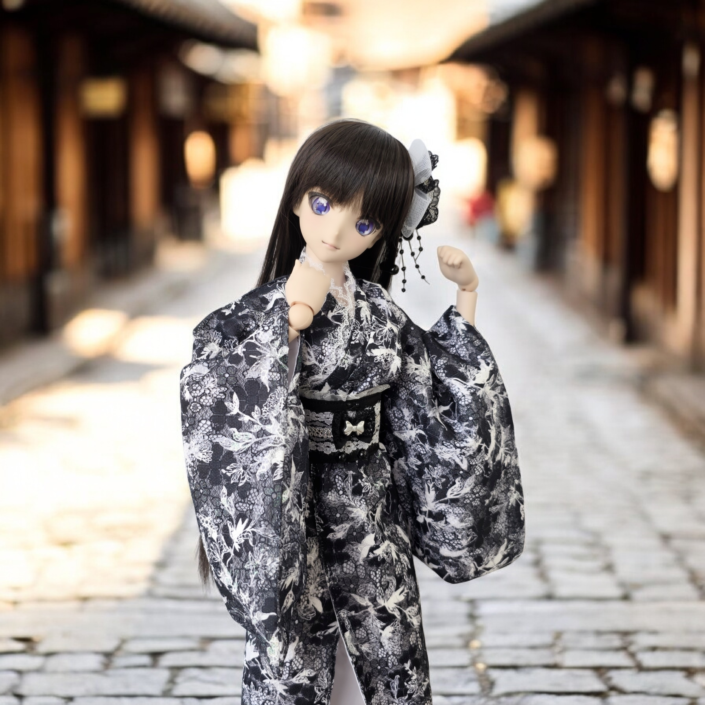 【dollremi】(DD0895) 黑白蕾絲和服 Black and White Lace Kimono