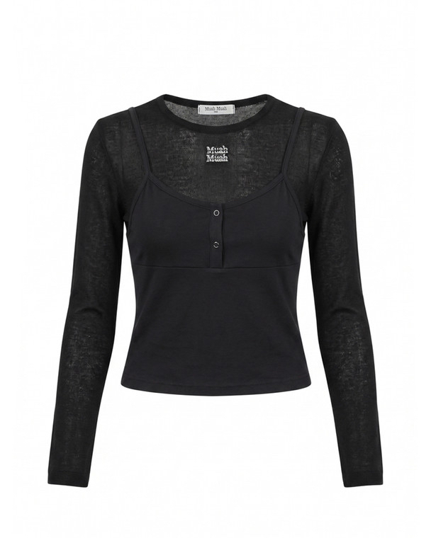 MuahMuah SEE THROUGH LAYERED KNIT LONG SLEEVE