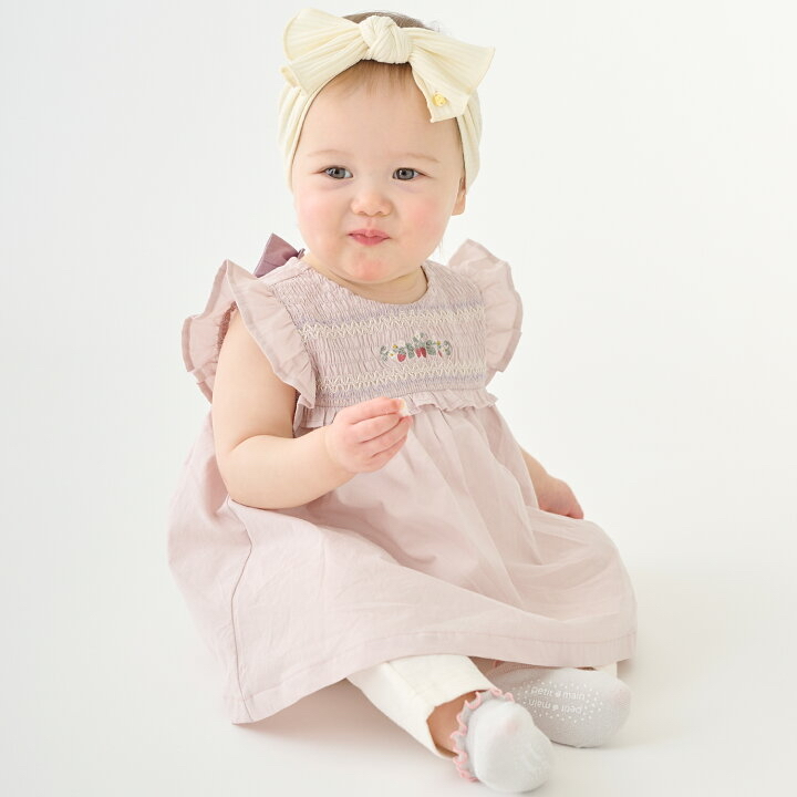 🇯🇵預訂 日本直送🇯🇵 Petit Main 三色草莓刺繡緞帶褶皺束腰上衣